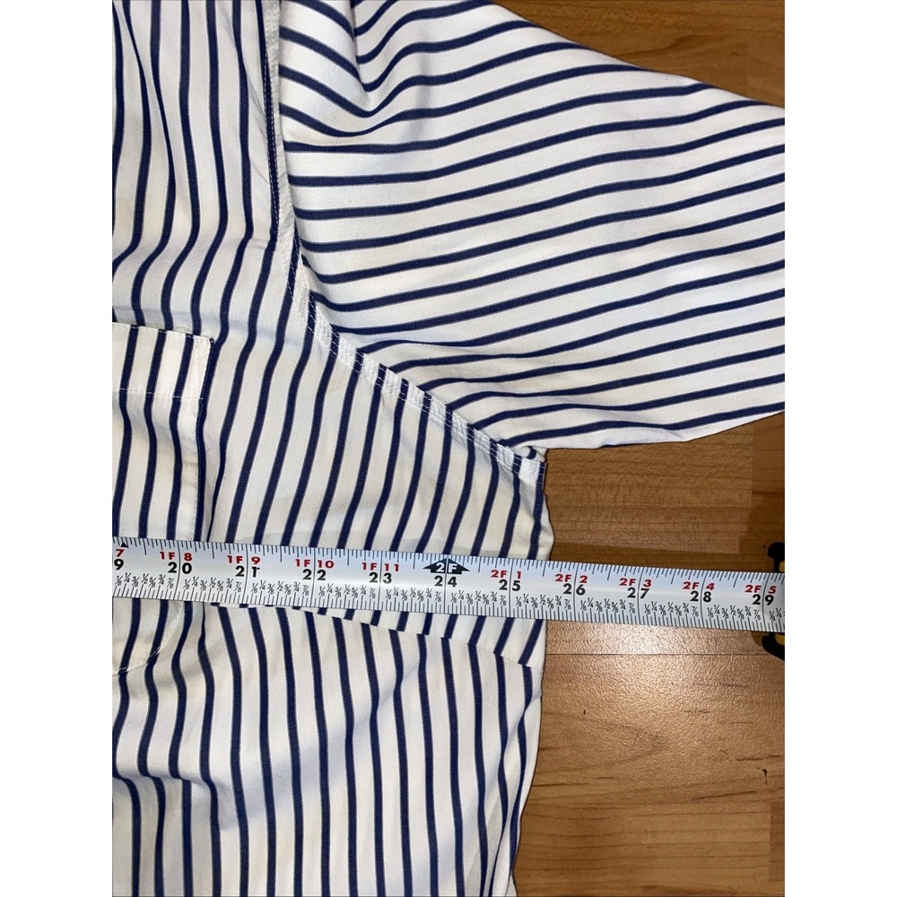 Lauren Ralph Lauren Women's 2X Blue White Striped Button Up Classic Preppy Shirt - Picture 6 of 9